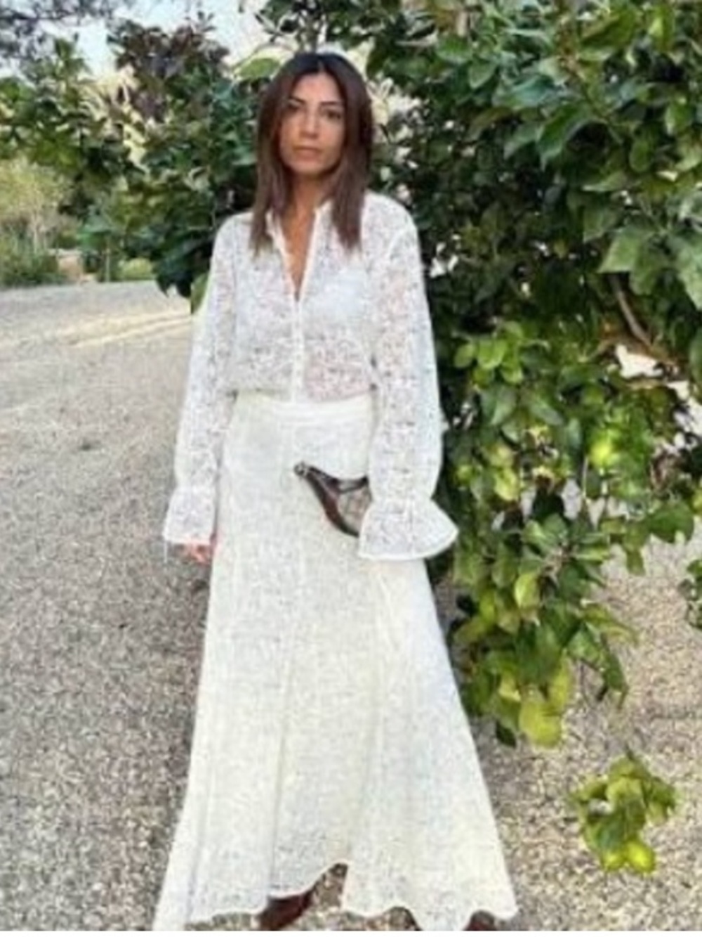 SEZANE White Ecru Flowy Embroidered Floral Lace Maxi Skirt Aglae Skirt - Picture 4 of 17